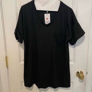 Black V-Neck T-Shirt with Pocket